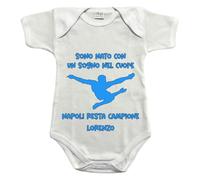 Butterfly Store Body Neonato Napoli Personalizzato McFratm - Rovesciata Scudetto 2025, “Un Sogno nel Cuore”, Idea Regalo Nascita Tifosi Napoletani - 100% Cotone 0-24 Mesi - Napoli Campione