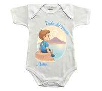 Butterfly Store Body per Neonato Personalizzato “Figlio del Vesuvio” - Bimbo Tifoso Napoli Calcio Quarto Scudetto, Personalizzato Con Nome, Regalo Nascita Bimbo Napoletano, 100% cotone
