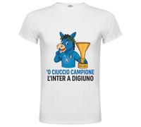 Butterfly Store T-Shirt Uomo Napoli Campione - ’O Ciuccio con Scudetto e Coppa 2024-2025 - Maglietta Ironica e Divertente Inter 0 Tituli - Calcio Umoristica - Regalo Tifoso Napoletano