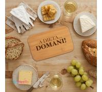 Butterfly Store Tagliere A Dieta Domani - Tagliere Divertente per Formaggi e Aperitivi, Idea Regalo Cucina Natalizia, in Bambù Naturale 22x14cm