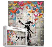 Butterfly Street Art, Puzzle da 1000 pezzi per adulti, puzzle Banksy Little Girl per impegnativi giochi di attività in famiglia, puzzle colorato, per decorazione della casa, regali, 50 x 68 cm