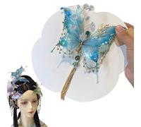 Butterfly Tears - Clip per capelli a forma di farfalla, grandi clip per capelli, a forma di farfalla e a tazza, per donne, elegante a farfalla, colore: blu/rosa/verde (blue)