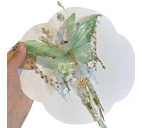 Butterfly Tears - Clip per capelli a forma di farfalla, misura grande, con farfalle e tazze in movimento 3D, clip per capelli estetiche per donne e ragazze, ideale per acconciature e updos (verde)