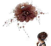 Butterfly Tears Tassel Hair Clip, Elegant Non-slip Barrette with Oversized Floral Bows,Cute Claw Clips Fashion Hairclip Supplies for Women. (Brown)