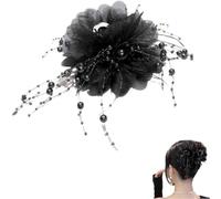 Butterfly Tears Tassel Hair Clip, Elegant Non-slip Barrette with Oversized Floral Bows,Cute Claw Clips Fashion Hairclip Supplies for Women. (Black)