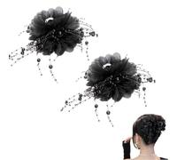 Butterfly Tears Tassel Hair Clip, Elegant Non-slip Barrette with Oversized Floral Bows,Cute Claw Clips Fashion Hairclip Supplies for Women. (2pcsBlack)
