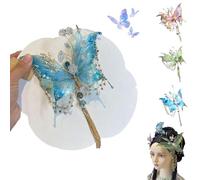 Butterfly Tears Tassel Hair Clip, Large Fairy Wing Hair Clips, Butterfly & Beaded Design Hairs Claws, for Party, Cosplay, Photos Shoot (Blue*1)