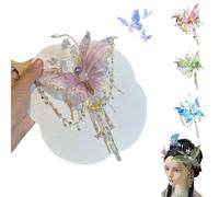 Butterfly Tears Tassel Hair Clip, Large Fairy Wing Hair Clips, Butterfly & Beaded Design Hairs Claws, for Party, Cosplay, Photos Shoot (Pink*1)
