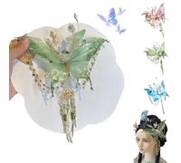 Butterfly Tears Tassel Hair Clip, Large Fairy Wing Hair Clips, Butterfly & Beaded Design Hairs Claws, for Party, Cosplay, Photos Shoot (Green*1)
