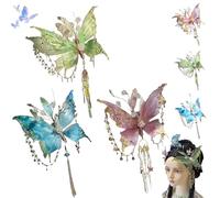 Butterfly Tears Tassel Hair Clip, Large Fairy Wing Hair Clips, Butterfly & Beaded Design Hairs Claws, for Party, Cosplay, Photos Shoot (Mix)