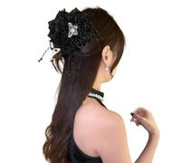 Butterfly Tears Tassel Hair Clip, Women Girls Elegant Shiny Silk Butterfly Rose Tassel Hair Claw For Weddings, Parties, Everyday Style (Black a)