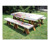 Butterfly - Tovaglia da picnic e panca in poliestere, 183 cm, con farfalle con elementi floreali e foglie, stampa ornamentale con rami curvi, per feste all'aperto e picnic, 71 x 183 cm, multicolore