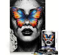 Butterfly Vision︰ Donna in Monocromatico Puzzle da 1000 Pezzi per Adulti Allenamento Cognitivo Evasione Rilassante Senza Bordi Ruvidi (50x75cm)
