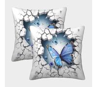 Butterfly Wall Art-3D Cracked Design Style Federe Cuscini Per Divano Decorativa Art Fodere Cuscino Set 2 Pezzi Moderni Da Letto Per Salotto 50x50cm