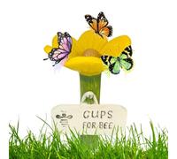 Butterfly Watering Station, Bee Feeder Cups, Flower-Shaped Pollinator Bowl, Colorful Resin Design, Safe Hydration Source, Feeder Use in Garden Pathway Driveway, 2.56x4.33 inches