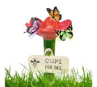 Butterfly Watering Station, Bee Feeder Cups, Pollinator Water Feeder with Flower Shaped Cups and Colorful Design for Bees, Hummingbirds, or Butterflies, 1 Piece
