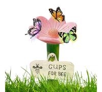 Butterfly Watering Station Flower Shaped Bee Feeder Cups for Pollinators, Colorful Garden Drinking for Bees, Butterflies Along Pathway and Driveway Use, 2.56x4.33 Inches
