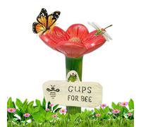 Butterfly Watering Station Flower Shaped Bee Feeder Cups for Pollinators, Colorful Garden Drinking for Bees, Butterflies Along Pathway and Driveway Use, 2.56x4.33 Inches
