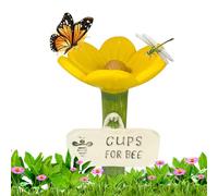 Butterfly Watering Station Flower Shaped Bee Feeder Cups for Pollinators, Colorful Garden Drinking for Bees, Butterflies Along Pathway and Driveway Use, 2.56x4.33 Inches