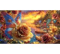 Butterfly-with-Rose-in-Cosmic-Temple Puzzle 1000 pezzi Carta riciclata Estremamente difficile Gioco stimolante per donne e uomini per relax 38x52/1000 pezzi