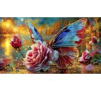 Butterfly-with-Rose-in-Cosmic-Temple Puzzle 1000 pezzi Carta riciclata Estremamente difficile Gioco stimolante per donne e uomini per relax 38x26/1000 pezzi