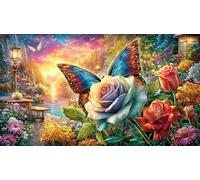 Butterfly-with-Rose-in-Cosmic-Temple Puzzle 1000 pezzi Estremamente difficile Gioco stimolante Carta riciclata per adulti e bambini di 12 anni in su 38x52/1000 pezzi