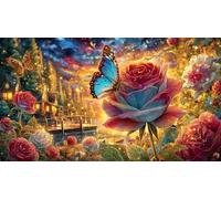 Butterfly-with-Rose-in-Cosmic-Temple Puzzle per adulti 1000 pezzi Gioco stimolante Giochi educativi Bellissimo puzzle decorativo per decorazione murale e regali 38x26/1000 pezzi