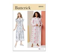 Butterick Cartamodello B7015A per camicia da notte da donna con maniche e varianti di lunghezza A (XS-S-M-L-XL-XXL)