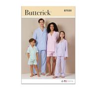 BUTTERICK Cartamodello B7030A per camicie, pantaloncini e pantaloni da bambina e bambino (XS - L/XS - XL)