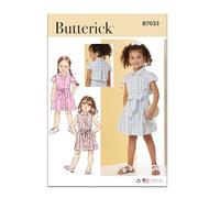 BUTTERICK Cartamodello B7033A - Cartamodello per abito da bambina con varianti di maniche e cintura A (3-4-5-6-7-8)