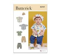 Butterick Kit Cartamodello per bambini, t-shirt, pantaloni e cappello, codice design B6949, taglie XS-S-M-L, multicolore
