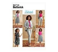 Butterick Paper Pattern-B6718A5-MISSE-SPORTSWEAR, bianco, A5 (6-8-10-12-14)