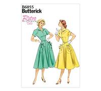 Butterick Patterns 6055E5 - Cartamodello per Vestito e Cintura, Taglie: UK 14-16 - 18-20 - 22 (EU 46-54), Colore: Bianco