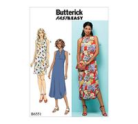 Butterick Patterns 6551 y Taglie x-Small-Medium Vestito da Donna, Tessuto, Multicolore, 17 x 0.5 x 22 cm