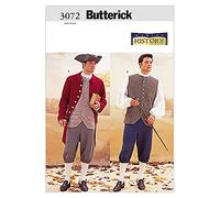 Butterick Patterns B3072 - Cartamodello per Abito d'Epoca da Uomo: Pantaloni al Ginocchio, Camicia con Maniche a Sbuffo, Gilet, Giacca e tricorno