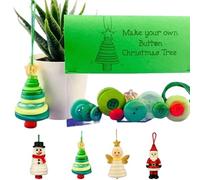 Button Christmas Tree Ornament Kit, DIY Christmas Button Ornament Making Kit, Fun Holiday Decorations Set, Hand-Assembled Fun Xmas Tree Hanging Decorations (Christmas Tree)