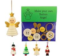 Button Christmas Tree Ornament Kit, DIY Christmas Button Ornament Making Kit, Fun Holiday Decorations Set, Hand-Assembled Fun Xmas Tree Hanging Decorations (Angel)