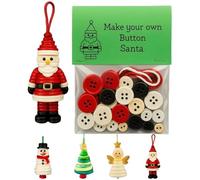 Button Christmas Tree Ornament Kit, DIY Christmas Button Ornament Making Kit, Fun Holiday Decorations Set, Hand-Assembled Fun Xmas Tree Hanging Decorations (Santa)