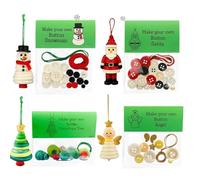 Button Christmas Tree Ornament Kit, DIY Christmas Button Ornament Making Kit, Fun Holiday Decorations Set, Hand-Assembled Fun Xmas Tree Hanging Decorations (4*Mix)