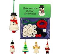 Button Christmas Tree Ornament Kit, DIY Christmas Button Ornament Making Kit, Fun Holiday Decorations Set, Hand-Assembled Fun Xmas Tree Hanging Decorations (Snowman)