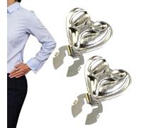 Button Covers - Heart Shaped Decorative Brooch for Clothing Styling | Metal Alloy On Accent, Removable Button Jewelry for Jeans Shirt Blouse Dress Coat Party Daily Wear