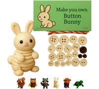Button Highland Cow Craft Kit,Highlands Cows Buttons Crafts Kit,Funny Animals Three-Dimensional Christmas Ornament Kits,for Holiday Stocking Filler Gift,Home Window,Xmas Tree Decor (Bunny)