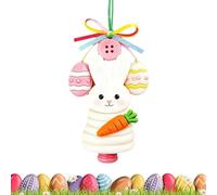 Button Ornament Kits - Easter Bunny Craft Set for Creative Decor | Handmade Art Activity with Assorted Buttons and Accessories, DIY Hanging Decoration for Living Room Bedroom Wall Door Classroom