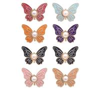 Buttons Pin, 8X Butterfly-Shaped Jeans Buckles, Adjustable Reusable Clothing Fitting Tools No Sewing Decoration Pants Clips for Coat, Jacket, Blouse, Dress