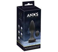 Vibratore anale a spirale ricaricabile con perle rotanti e radiocomando - Anos (nero)