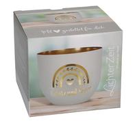 Butzon & Bercker Metallwindlicht Ø 9,2 cm - Windlicht salbeigrün-matt lackiert mit durchbrochenem Motiv, innen goldveredelt, in Geschenkverpackung