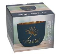 Butzon & Bercker Windlicht aus Metall Ø 9,2 cm - Metallwindlicht in dunkelgrau-matt, durchbrochenes Trost-Motiv, innen goldveredelt, in Geschenkverpackung