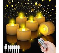 Buudala Candele LED Scaldavivande con Funzione Timer, 6 Candele Dimmerabili con Cavo di Ricarica USB-C 6 in 1 e Telecomando, Ricaricabili per Decorazioni di Halloween, Natale e Feste