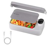 buusace Contenitore termico in acciaio inox, 900 ml, con batteria da 7200 mAh, ricaricabile tramite USB, rivestimento anti-aderenza, per ufficio, viaggi e viaggi (grigio)