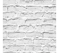 BUVU Carta da parati da 53 x 1000 cm, in pietra bianca naturale, bella carta da parati elegante in stile loft, moderna effetto 3D, per soggiorno, camera da letto o cucina